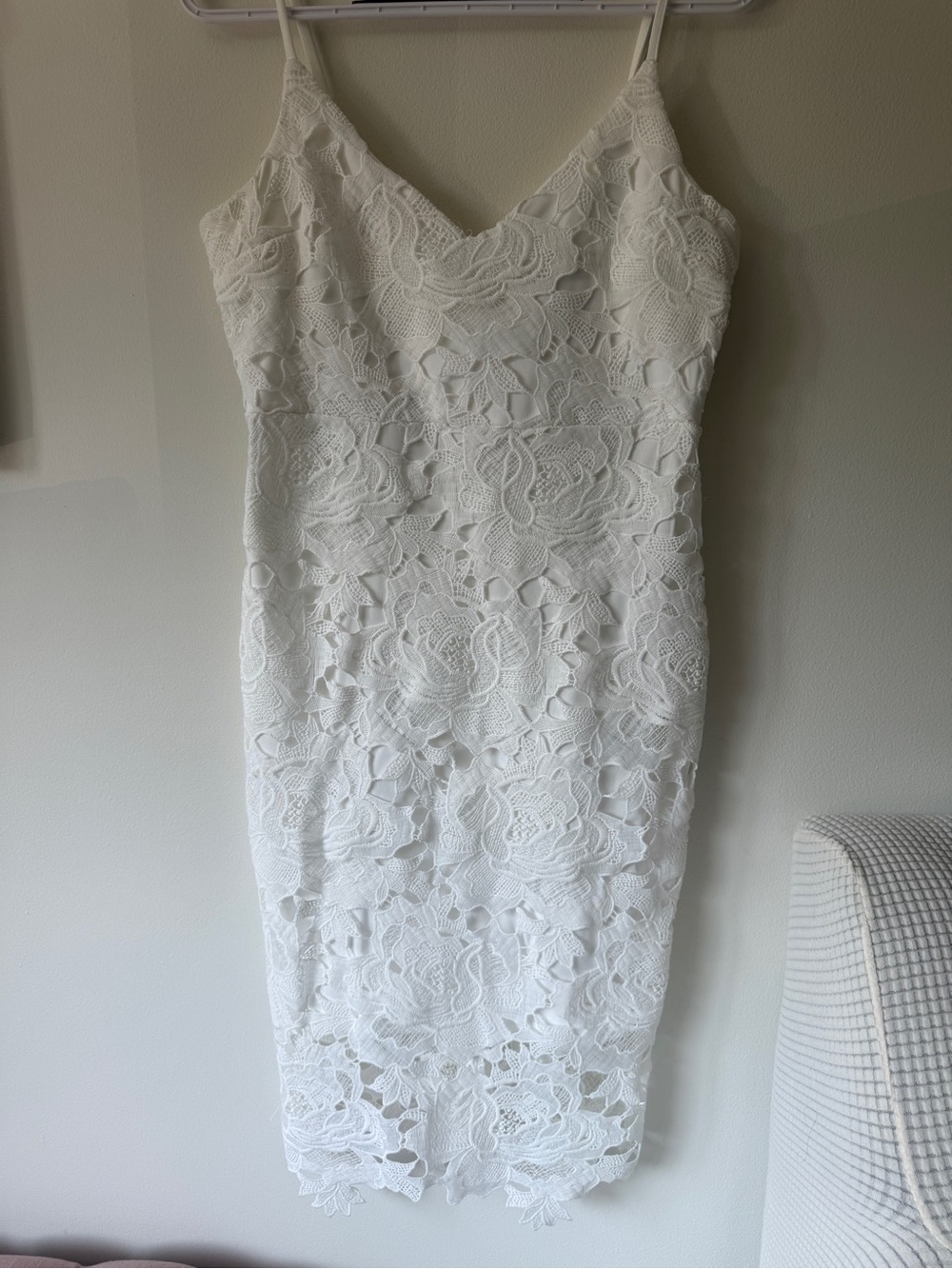Boohoo White Floral Lace Midi Slip Dress
